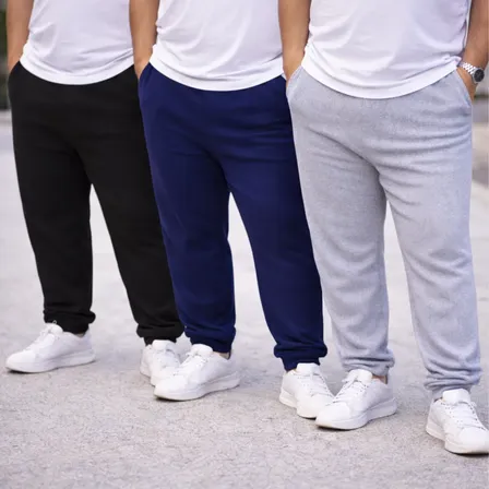 Kit 3 Calça Moletom Jogger Slim Plus Size Masculino