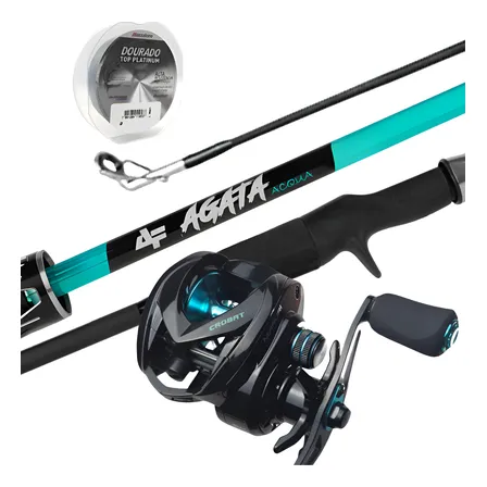 Kit Jau Pesca Carretilha Slin Pro Bg + Vara 17lbs Linha Mono