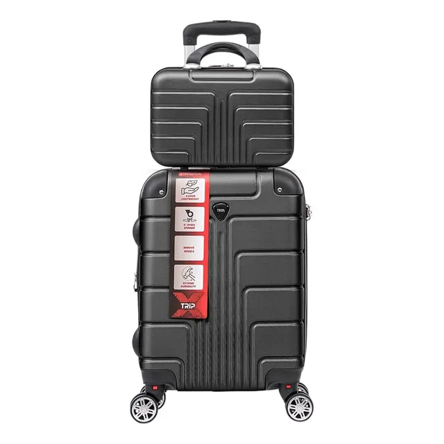 Mala De Bordo Pp + Frasqueira Viagem P Rodinhas 360° Abs