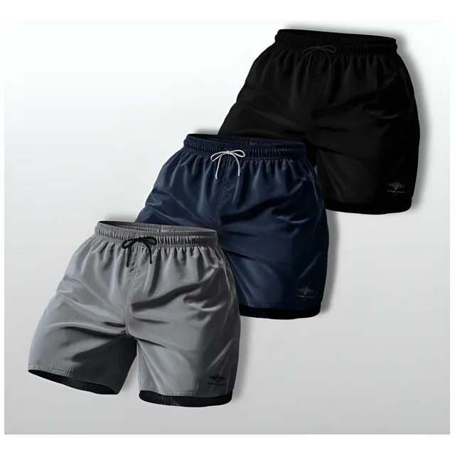 Kit 3 Shorts Bermuda Masculina Básico Mauricinho Tactel