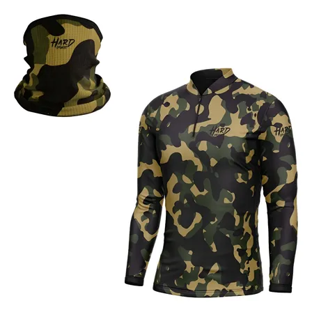 Kit Camiseta De Pesca Black + Bandana Proteção Solar Uv50+