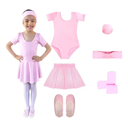 Kit Ballet Infantil 6 Itens Uniforme Roupa De Balé Completo