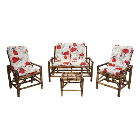 Kit Completo De Bambu Com Mesa Varandas Garagens Lazer