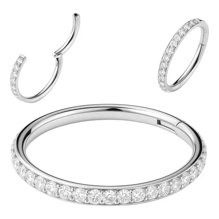 Piercing Titânio Argola Click Cravejada 6mm 8mm 10mm 12mm