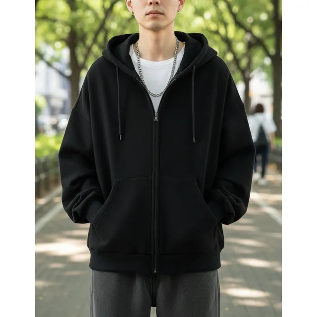 Moletom Fire Blue De Zíper Masculino Flanelado Capuz Bolsos