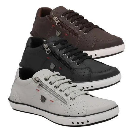 Combo 3 Pares Sapatênis , Leve De Zíper Super Conforto