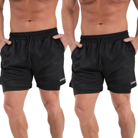 Kit 2 Bermuda 2 Em 1 Masculino Academia Shorts Masculino