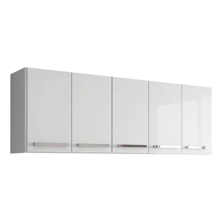 Armario Aereo De Cozinha Com Prateleira 5 Portas Santorini