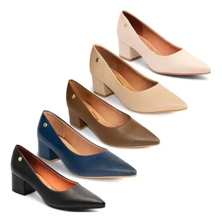 Scarpin Vizzano Salto Médio Bloco Sapato Confortável