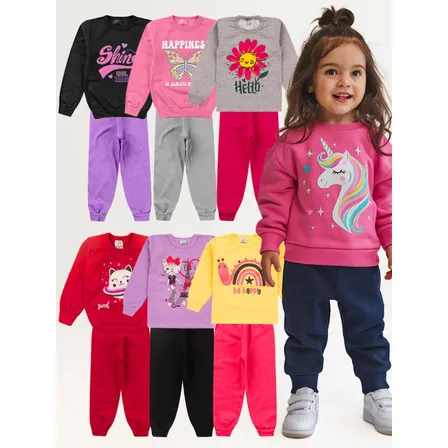 Kit 10 Peças Moletom Menina Infantil Inverno Atacado Barato