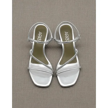 Sandália De Salto Confortável Metalizada Moderna Casual