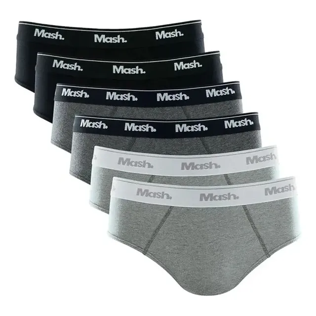 Kit Com 6 Cuecas Slip Mash Em Algodão Lisa Basica Original