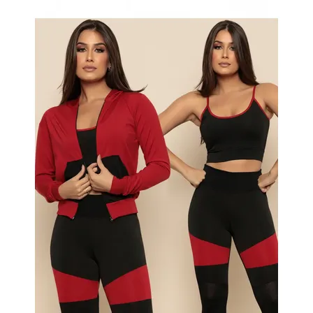 Calça Top Blusa Fitness Conjunto Feminino Academia Kit3 Pçs