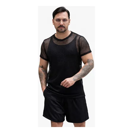 Conjunto Masculino Camisa E Short Verão Moda Renda Telinha