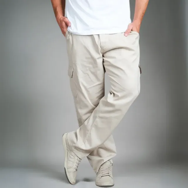 Calça Masculina Cargo Bege Streetwear Cordão 34 A 44 + Cores