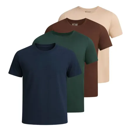 Kit 4 Camiseta Masculina 100% Algodão Lisa Premier Basica