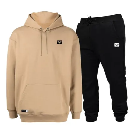 Conjunto De Frio Moletom Com Capuz Canguru Flanelado Preto