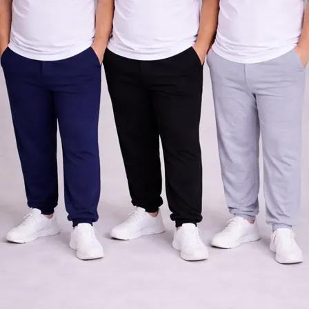 Kit 3 Calça Moletom Masculino Jogger Plus Size