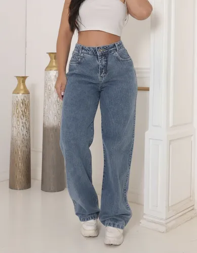 Calça Jeans Wide Leg Feminina Cintura Alta Sem Lycra Stillge