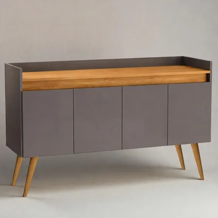 Buffet Luxo Decorativo 4 Portas Para Sala Moderna Prateleira