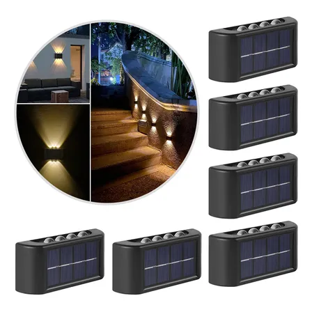 Kit 6 Luminária Solar Sensor Jardim Parede Prova Dágua Ip65