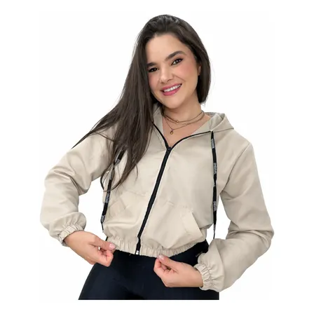 Jaqueta Corta Vento Resistente Capuz Bolso Leve Academia Zíp