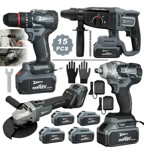 Kit Ferramentas Elétricas 4 Em 1 Profissional Com Baterias