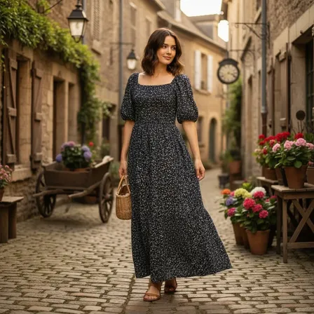 Vestido Longo Feminino Látex Manga Moda Evangélica Elegante