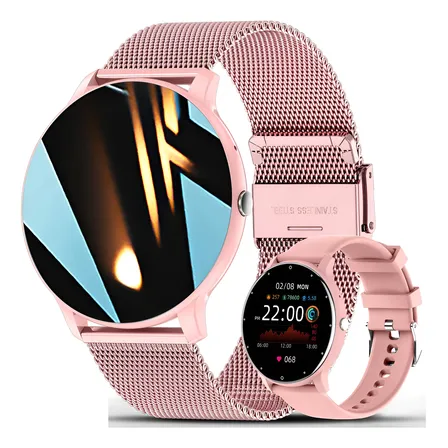 Relógio Inteligente Mulher Smartwatch Esportivo Redondo Rosa