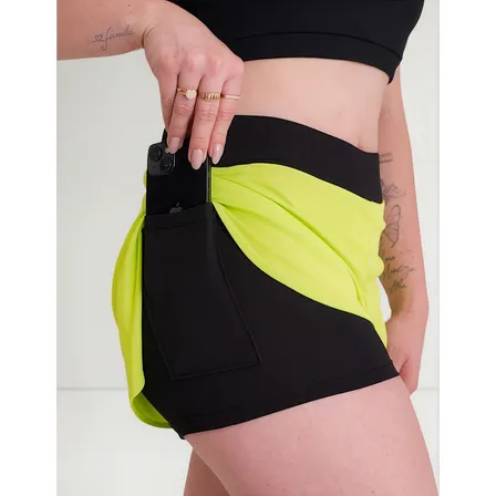 Short Feminino 2 Em 1 Bermuda Treino Fitness Academia Run Uv