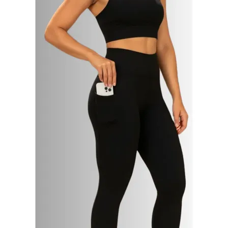 Calca Legging Feminina Com Bolso Cintura Alta Academia