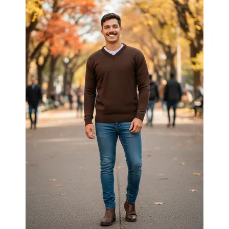 Blusa Lã Sueter Masculino Tricô Gola Decote V Alta Qualidade