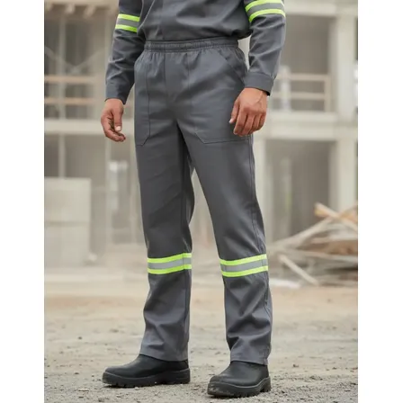 Calça De Uniforme Brim Grosso Com Faixa Refletiva Trabalho