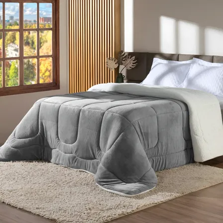 Cobertor Queen Grosso Coberdrom Lã Carneiro Dupla Face Manta