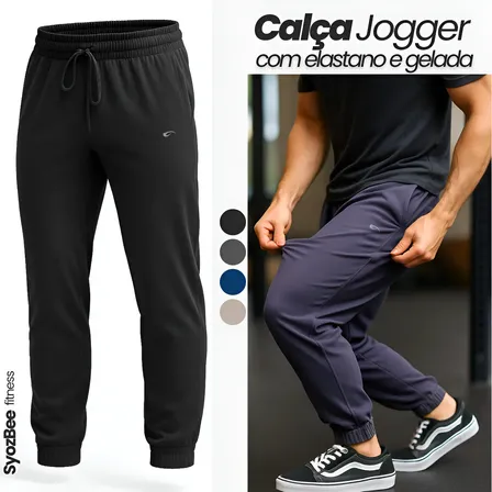 Calça Tactel Masculino Jogger C/ Elastano Academia Treino