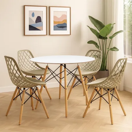 Conjunto Mesa Eames 90cm + 4 Cadeiras Kaila Dsw La Mobilia