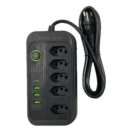 Extensão 5 Tomadas E 3 Usb 1 Pd Led Bivolt Power 110v/220v