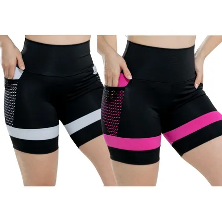 Kit 2 Shorts Feminino Academia Com Bolsos Laterais Conforto