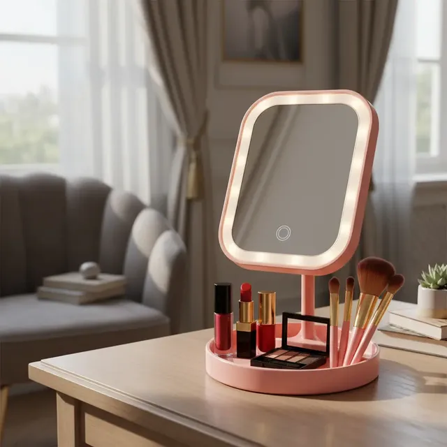 Espelho Led Touch 3 Luzes Com Brilho Ajustável Recarregável