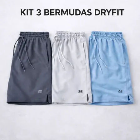 Kit 3 Bermudas Masculinas Dry Fit Academia Shorts Futebol