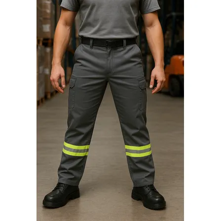Calça Cargo Brim Pesado Fardamento Uniforme Faixa Refletiva