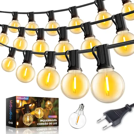 Higoogoo G40 55 Lampadas 30m Inquebrável Varal Luz De Corda