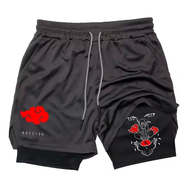 Short Masculino Dry Fit Treino Anime Naruto Simbolo Academia