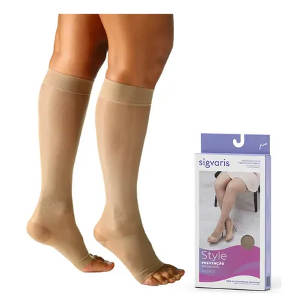 Meia De Compressão 3/4 Sigvaris Sem Ponteira Unissex 15-20m