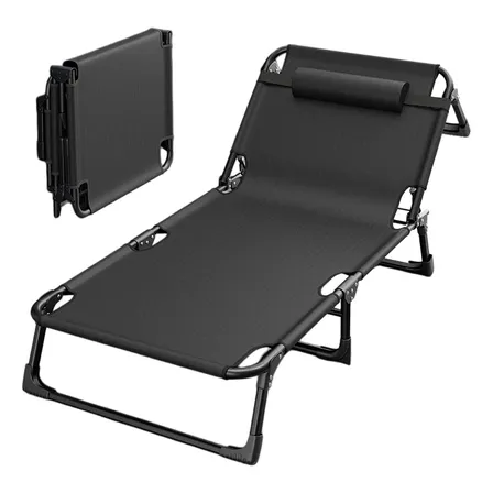 Cadeira Camping Dobrável Aço Praia Espreguiçãdeira Portátil