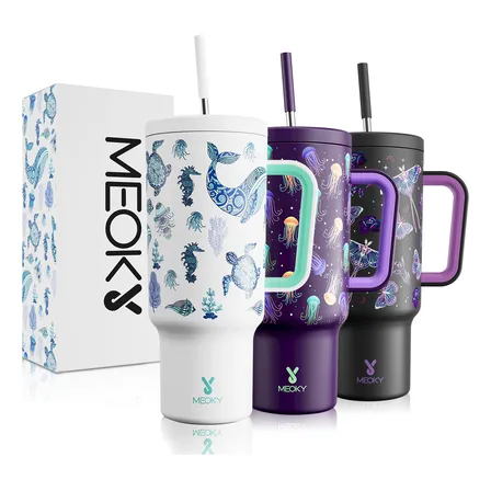 Meoky Copo Térmico Inox 1200ml Com Tampa E Canudo