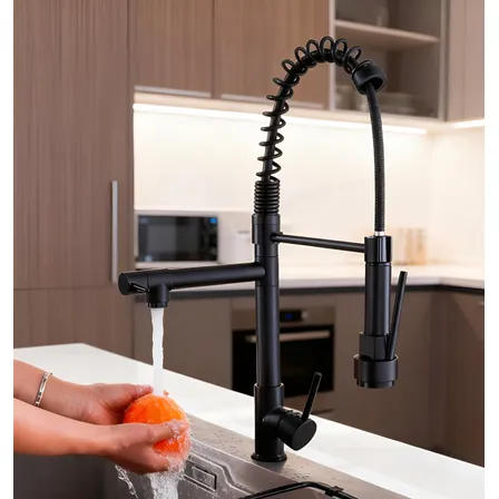 Torneira De Pia Cozinha Bancada Gourmet 2 Jatos Preto Gourme