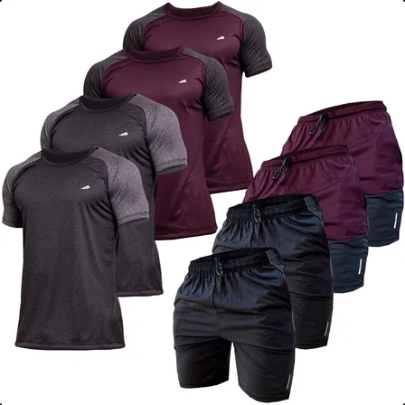 Kit 4 Conjunto Dry Fit Masculino Academia Fitness Malha Fria