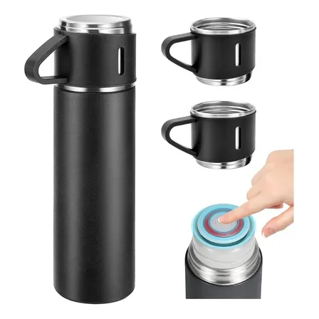 Garrafa Térmica De Agua E Cafe Inox 500ml Com 3 Xícaras