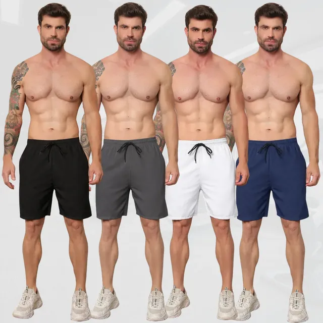 Kit 4 Bermudas Tactel Academia Praia Shorts Elastano Bolsos
